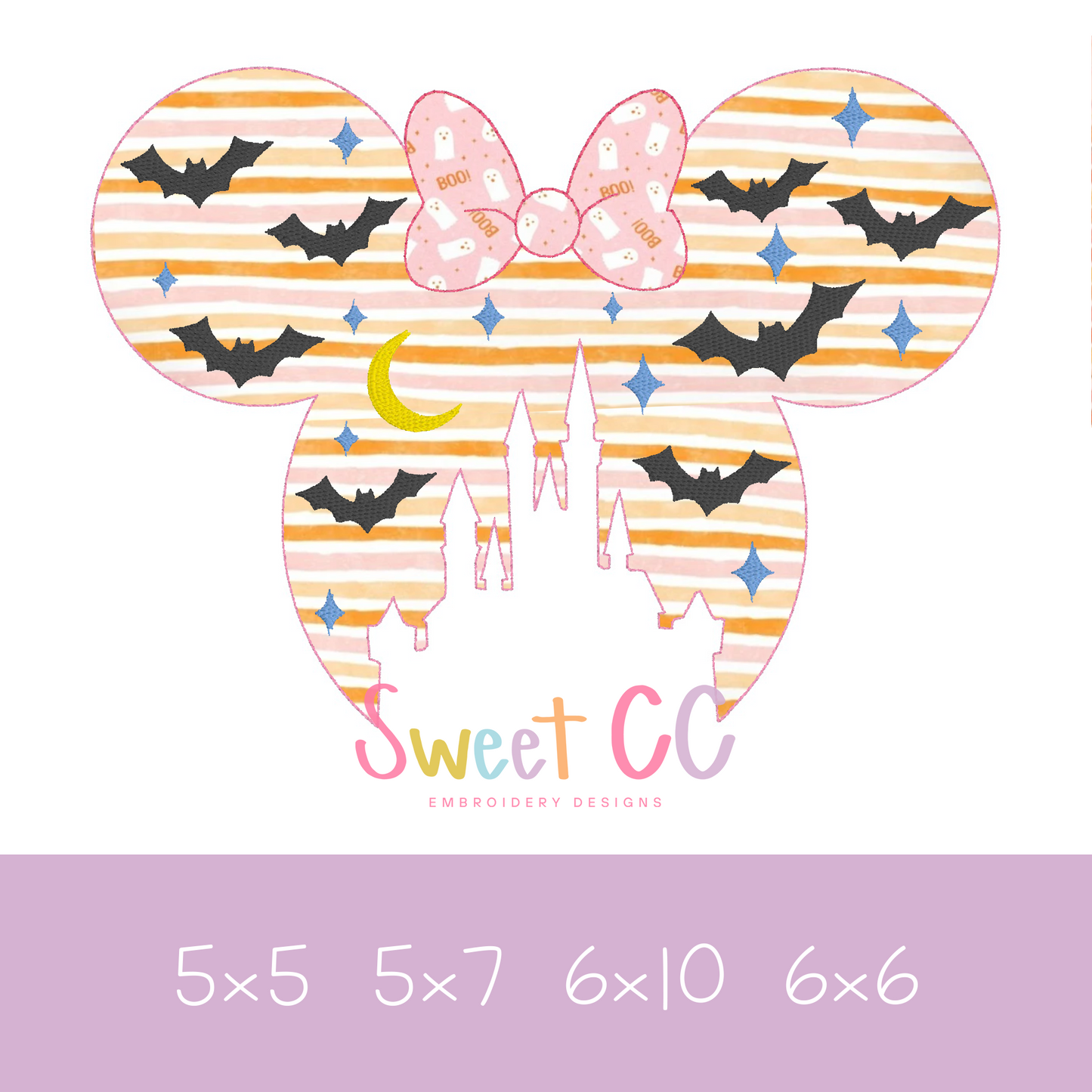 Bow Mouse Spooky Castle Bean Stitch Applique