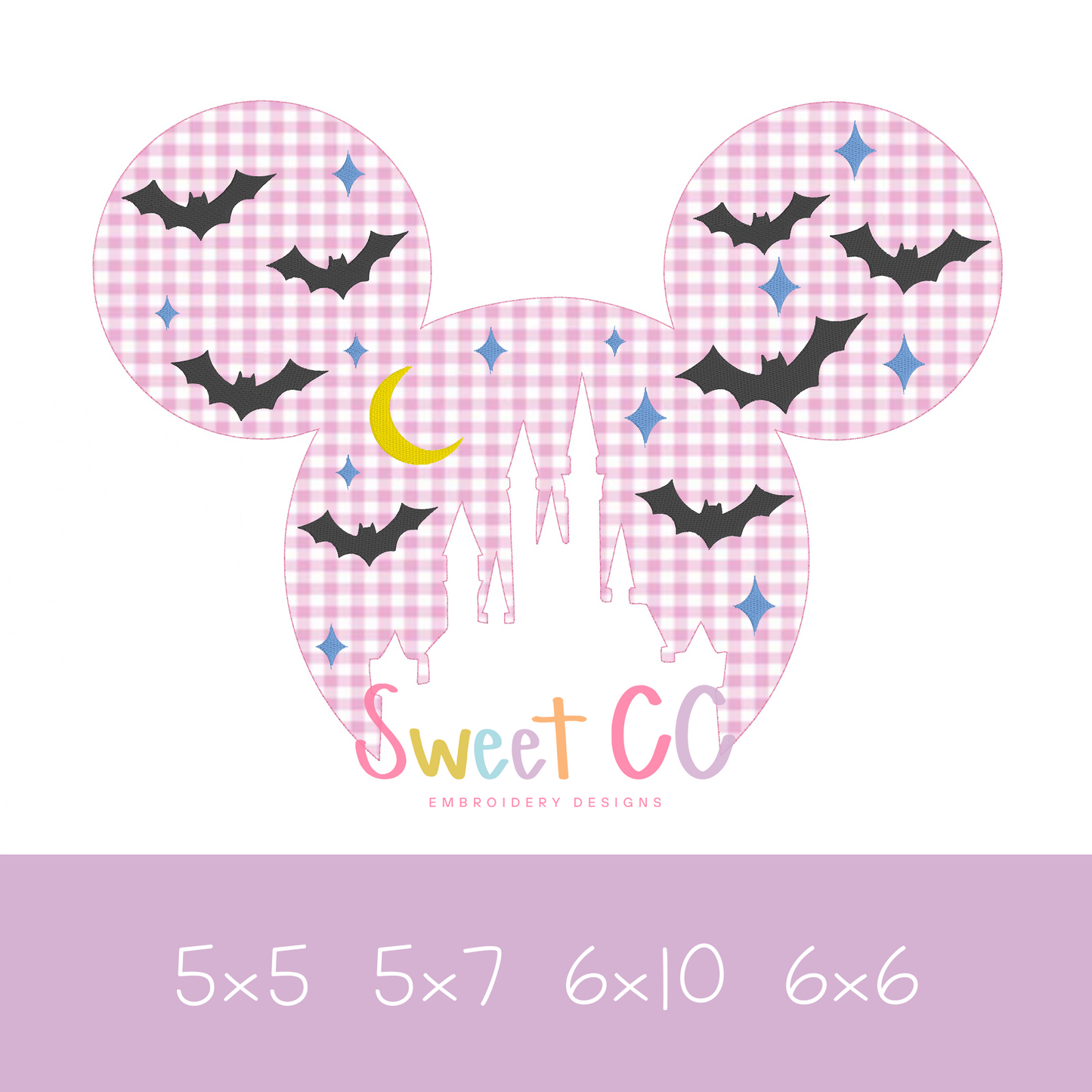 Mouse Spooky Castle Bean Stitch Applique