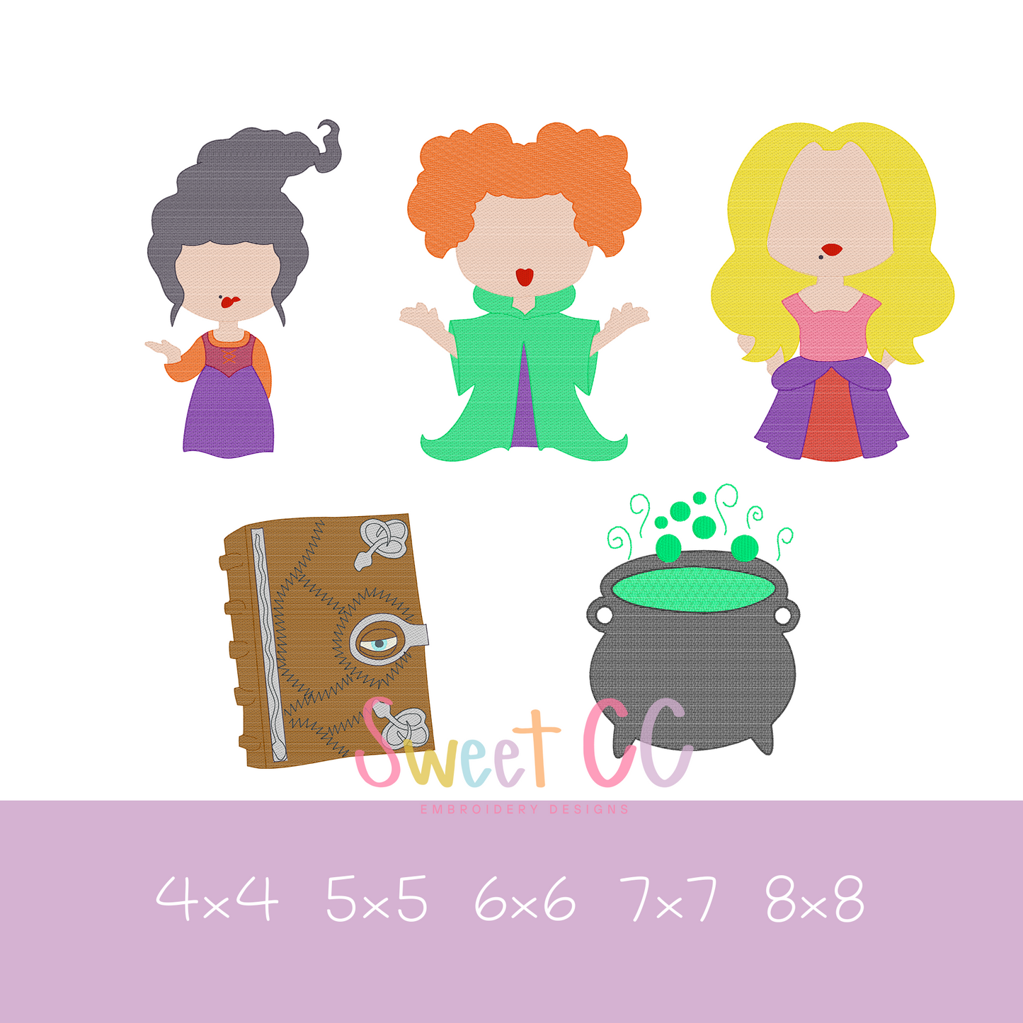 Witch Sisters Bundle Sketch Stitch Machine Embroidery Design