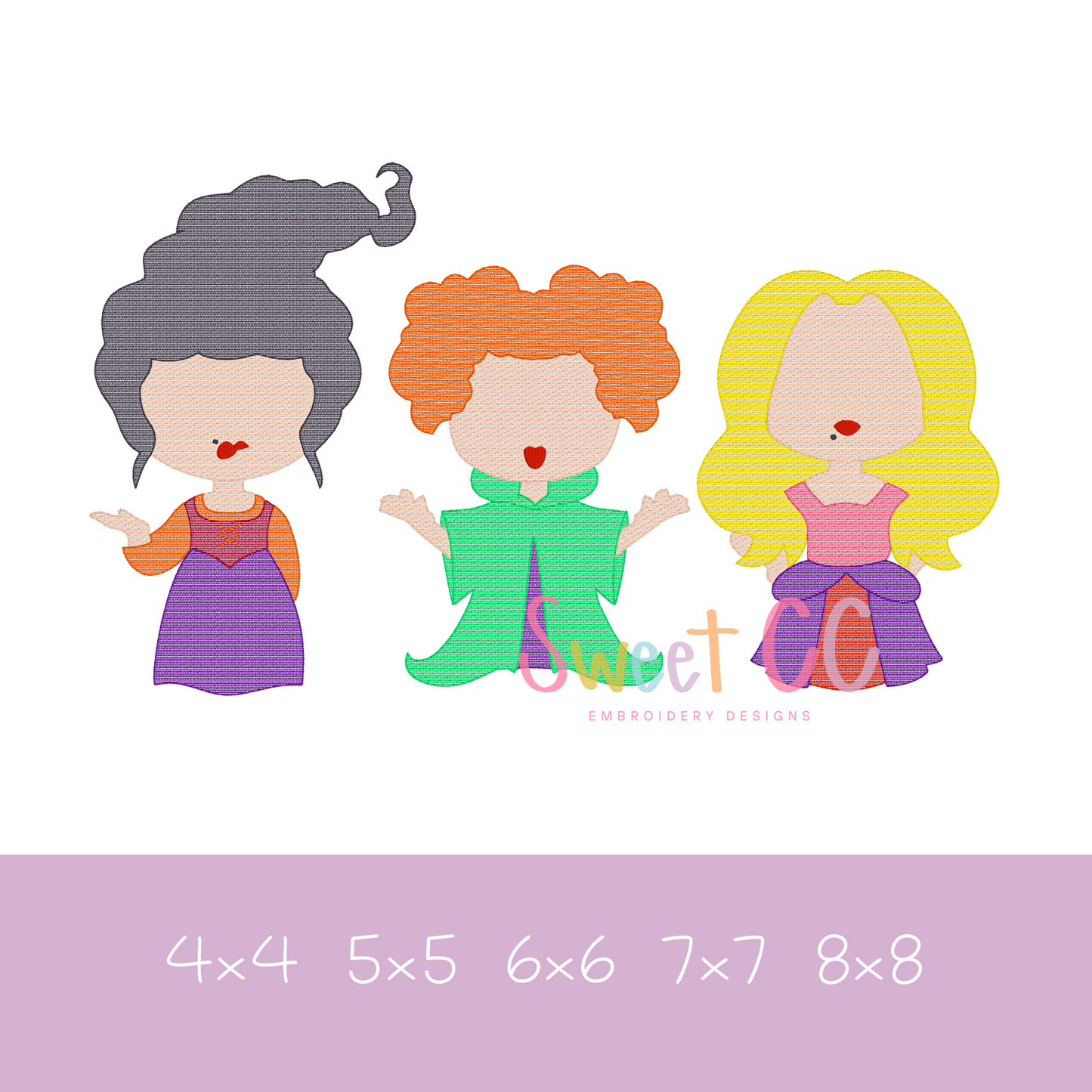Witch Sisters Bundle Sketch Stitch Machine Embroidery Design