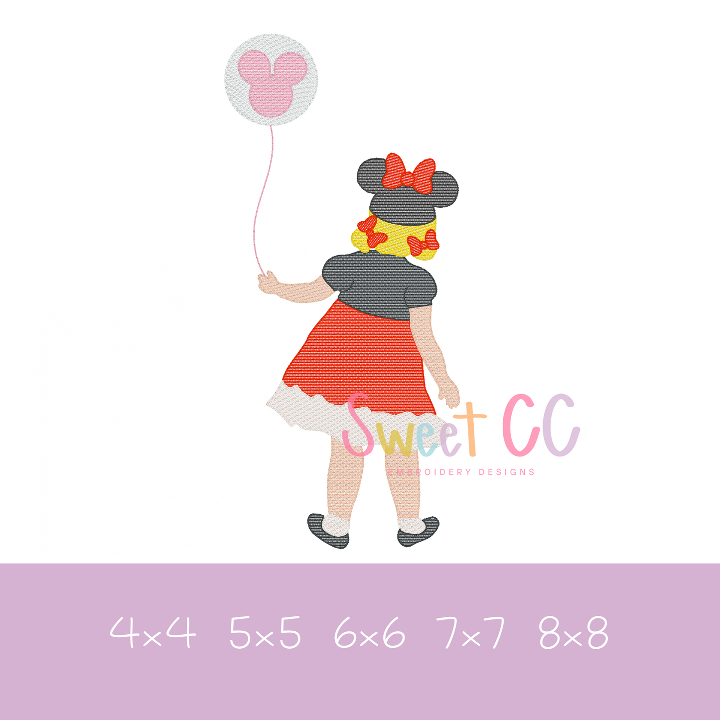 Theme Park Girl Sketch Stitch Machine Embroidery Design