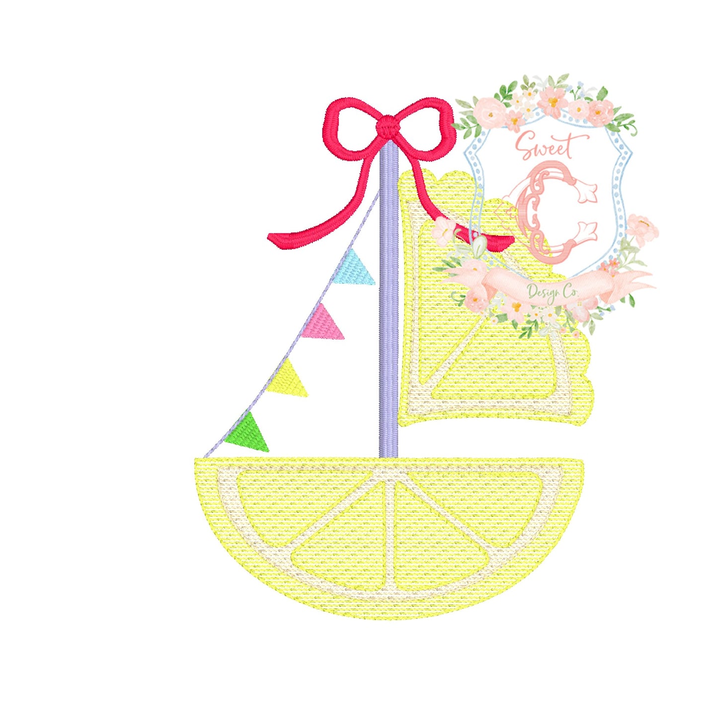 Summer Lemon Scallop Sailboat with Bow Sketch