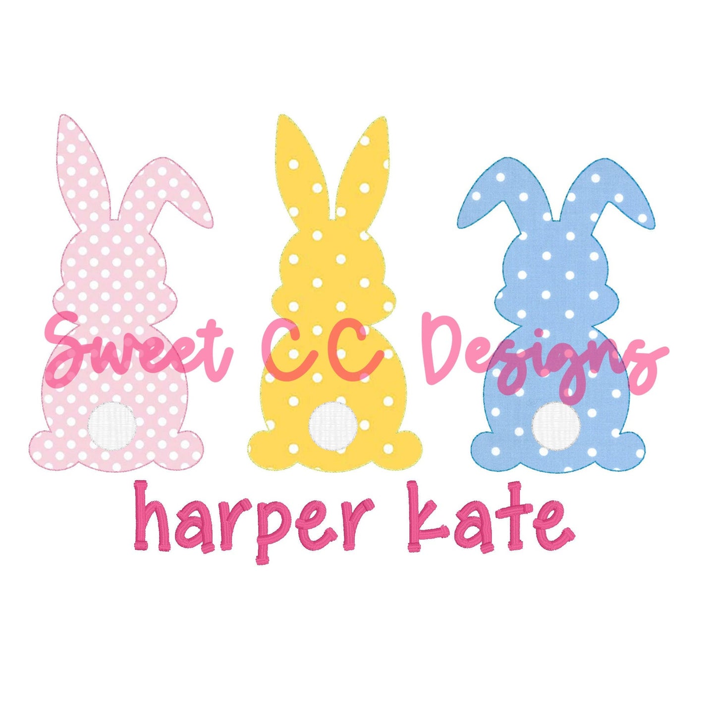 Bunny Trio Bean Stitch Applique