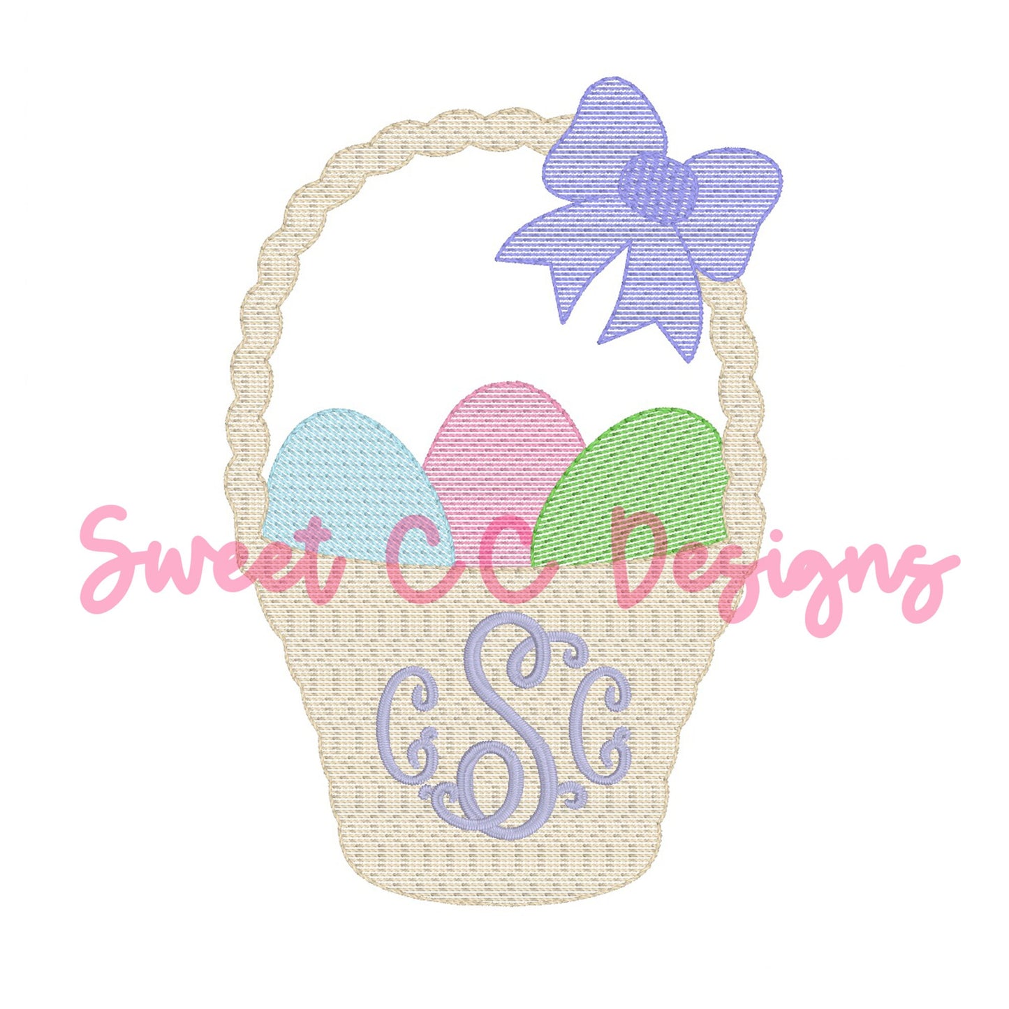 Easter Basket with Bow Sketch