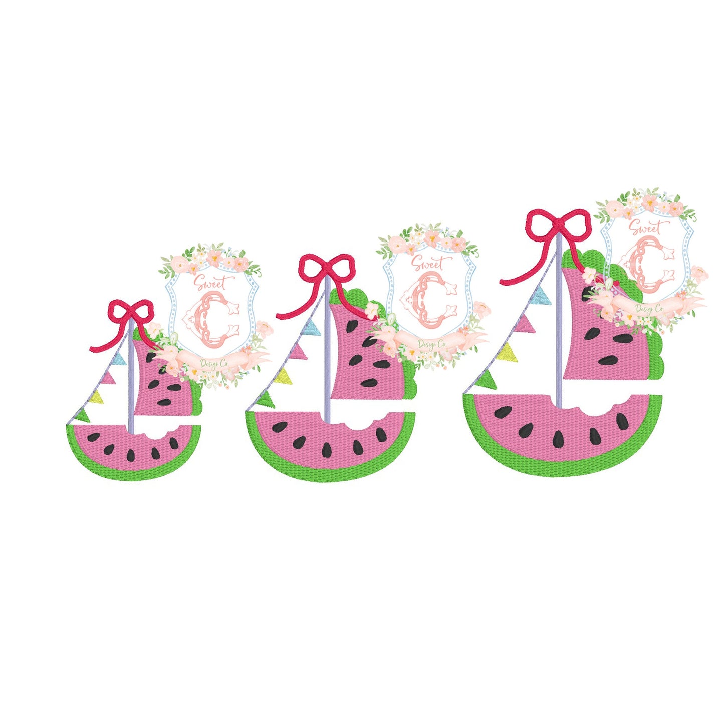 Watermelon Scallop Sailboat Mini