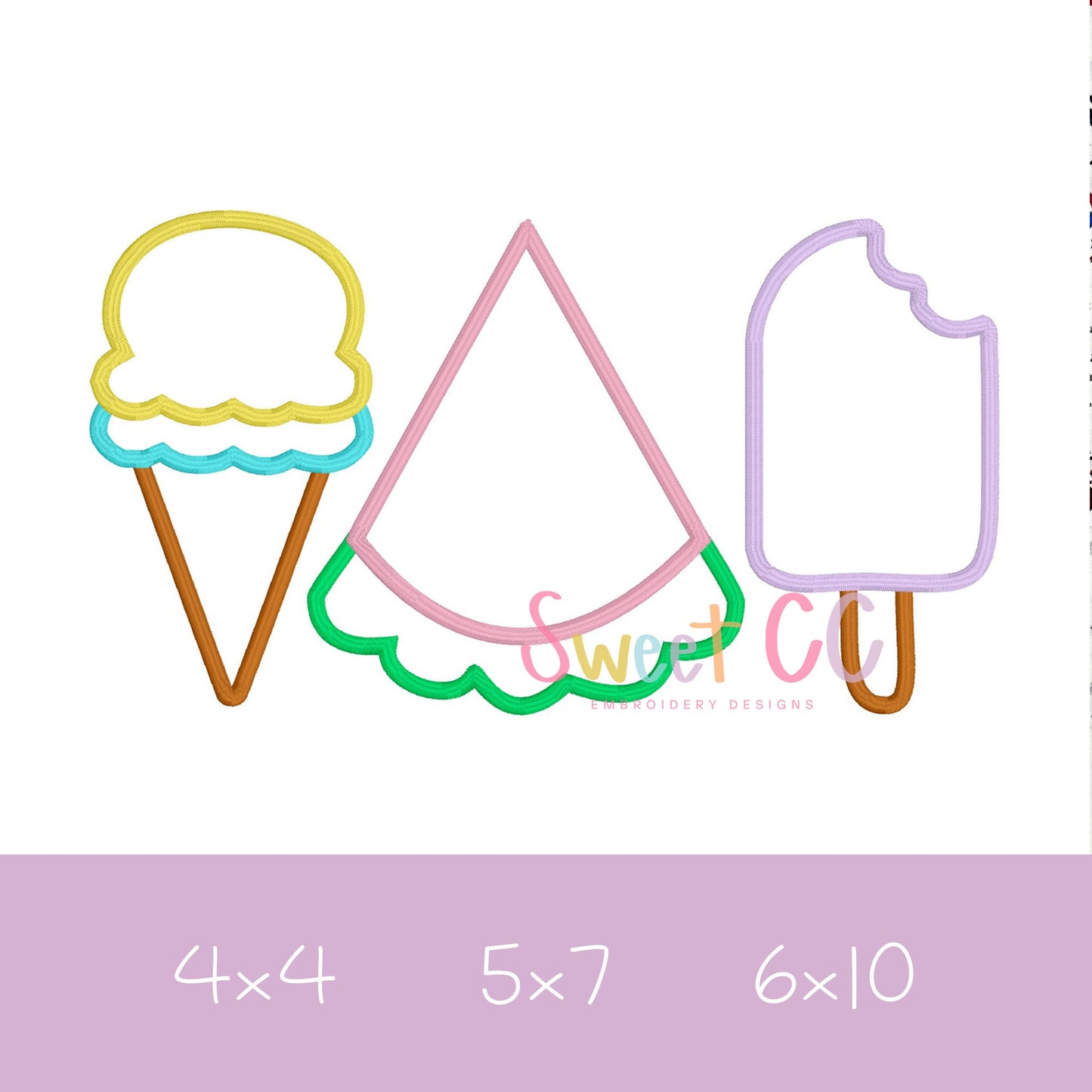Summer Treat Trio Satin Stitch Applique