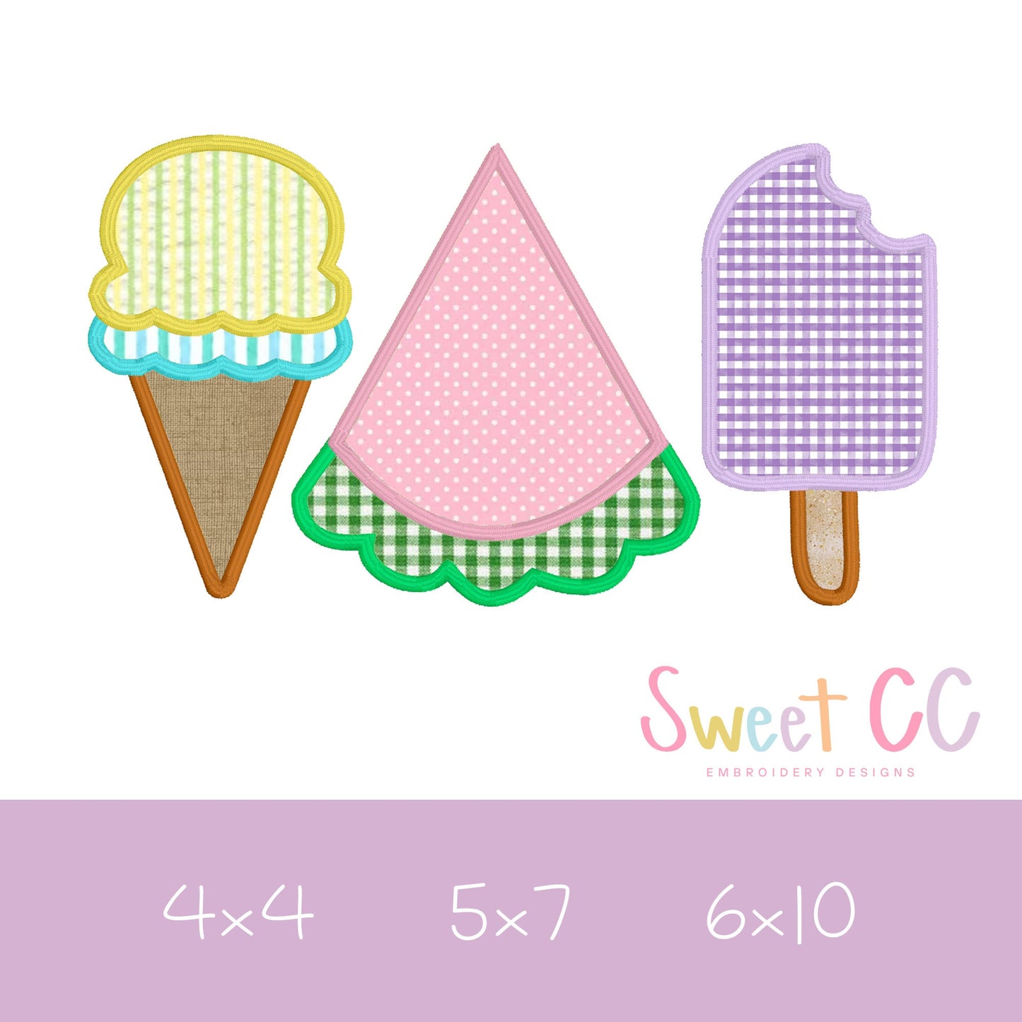 Summer Treat Trio Satin Stitch Applique