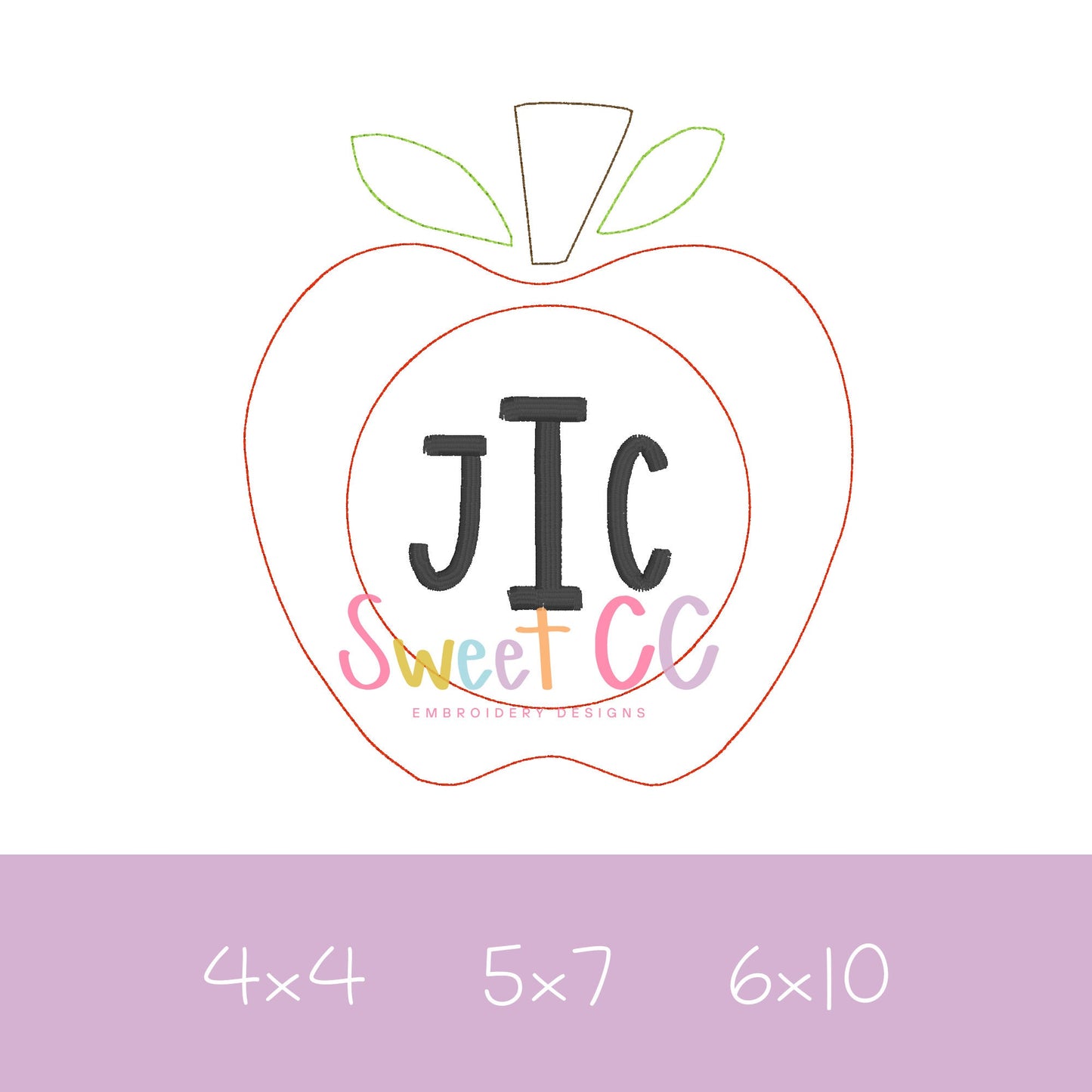 Monogram Apple Bean Stitch Applique