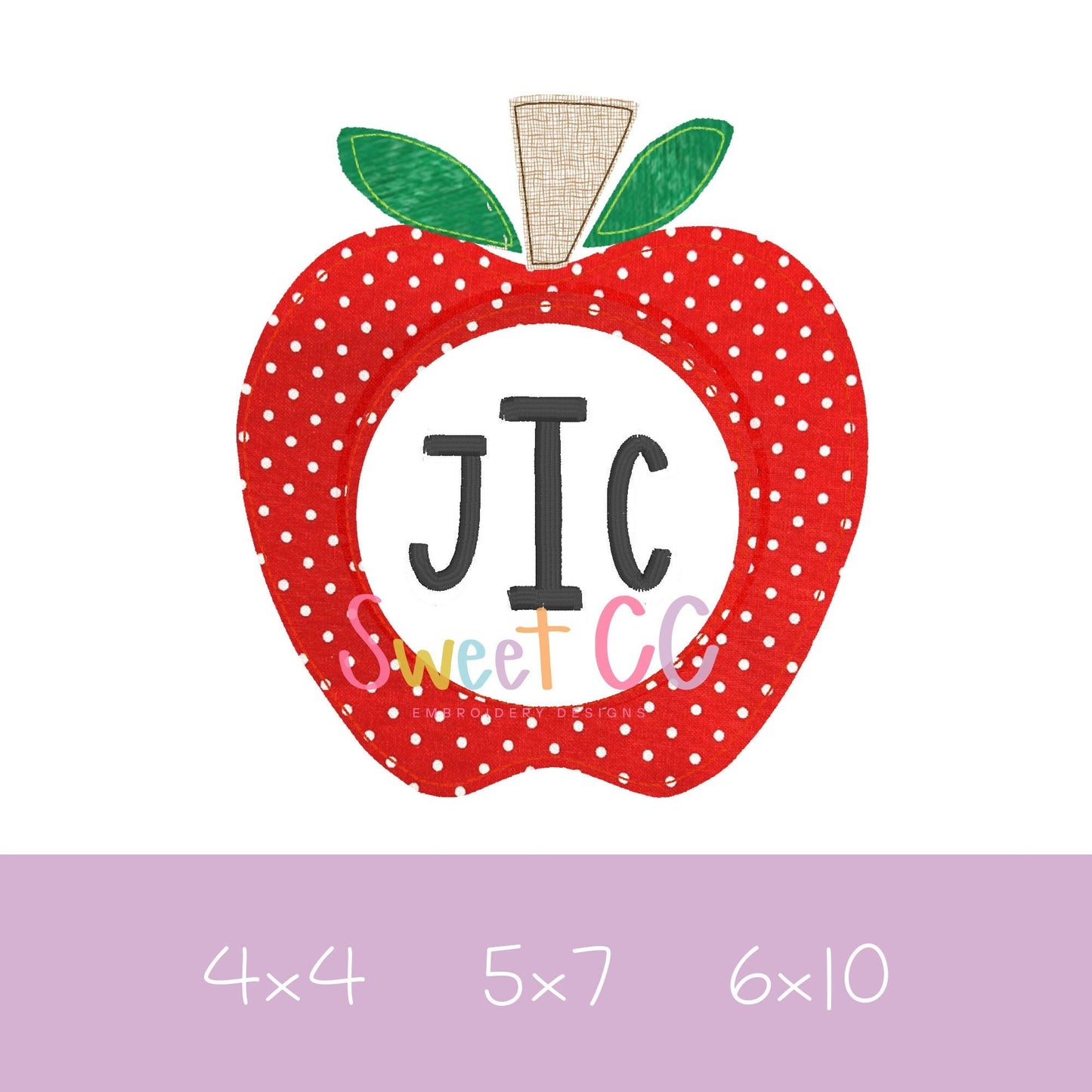 Monogram Apple Bean Stitch Applique