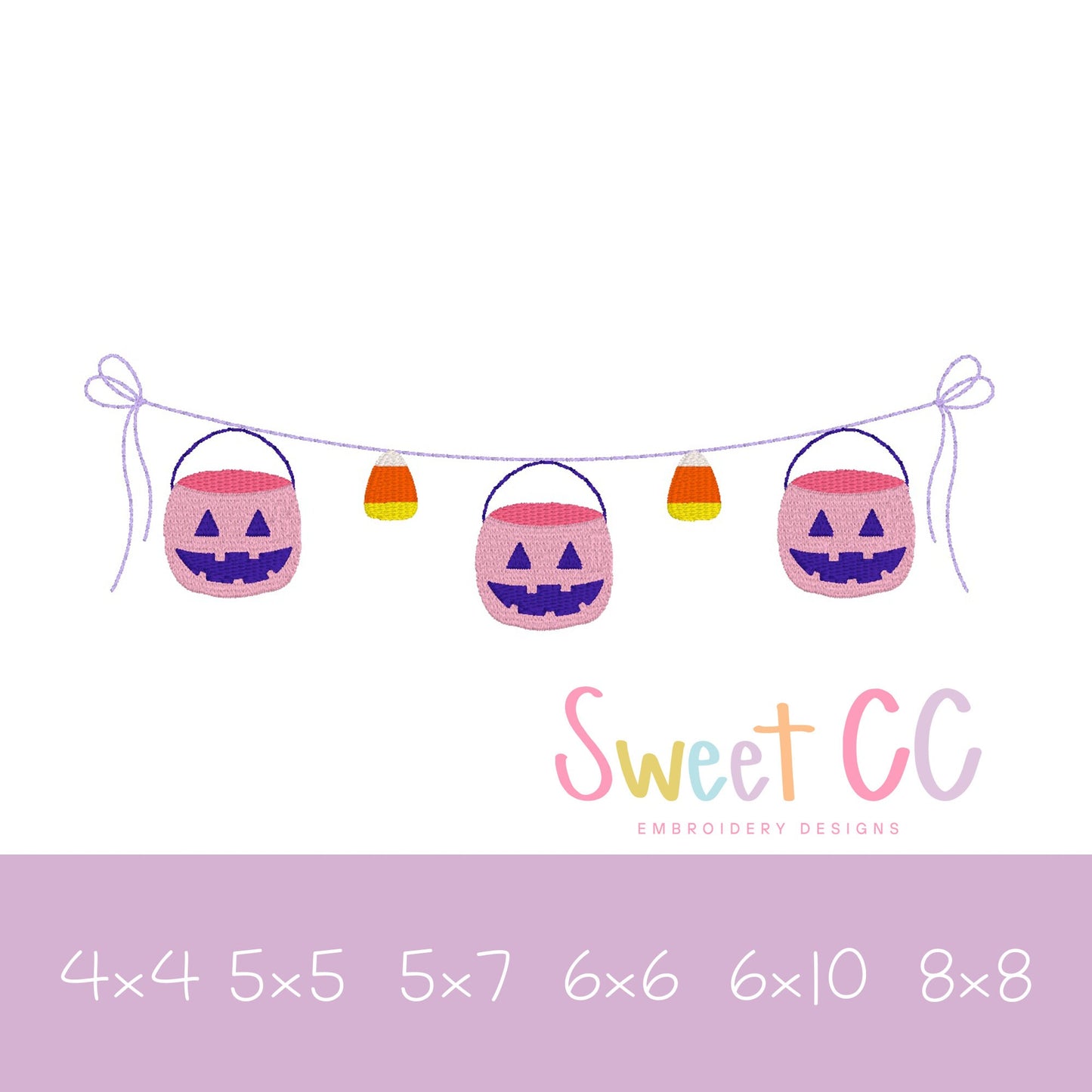 Pumpkin Bucket and Candy Banner Machine Embroidery Design 4x4 5x5 6x6 6x10 5x7 8x8Halloween