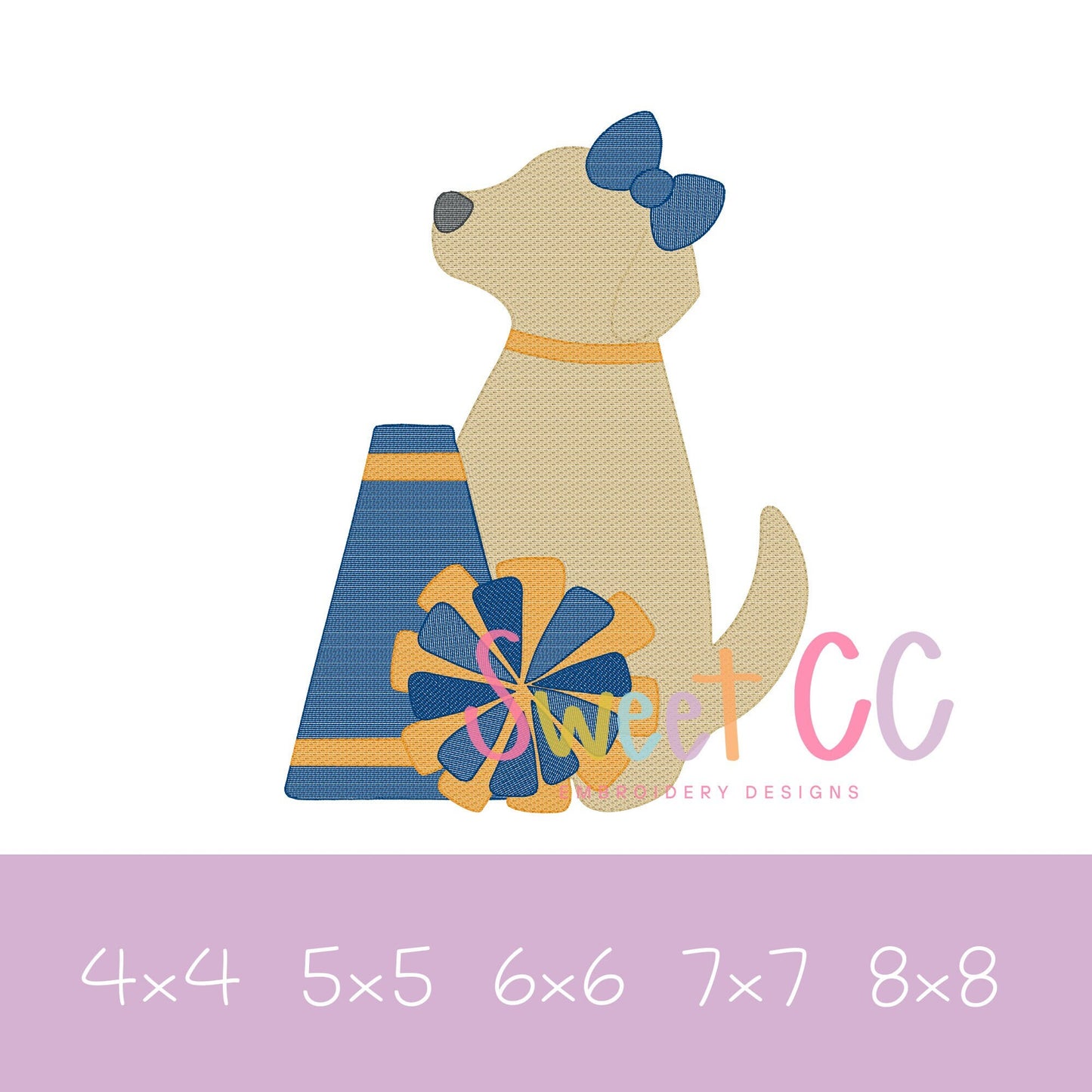 Cheer Pup Sketch Stitch Machine Embroidery Design 4x4 5x5 6x6 7x7 8x8 bow, cheer, football, sports
