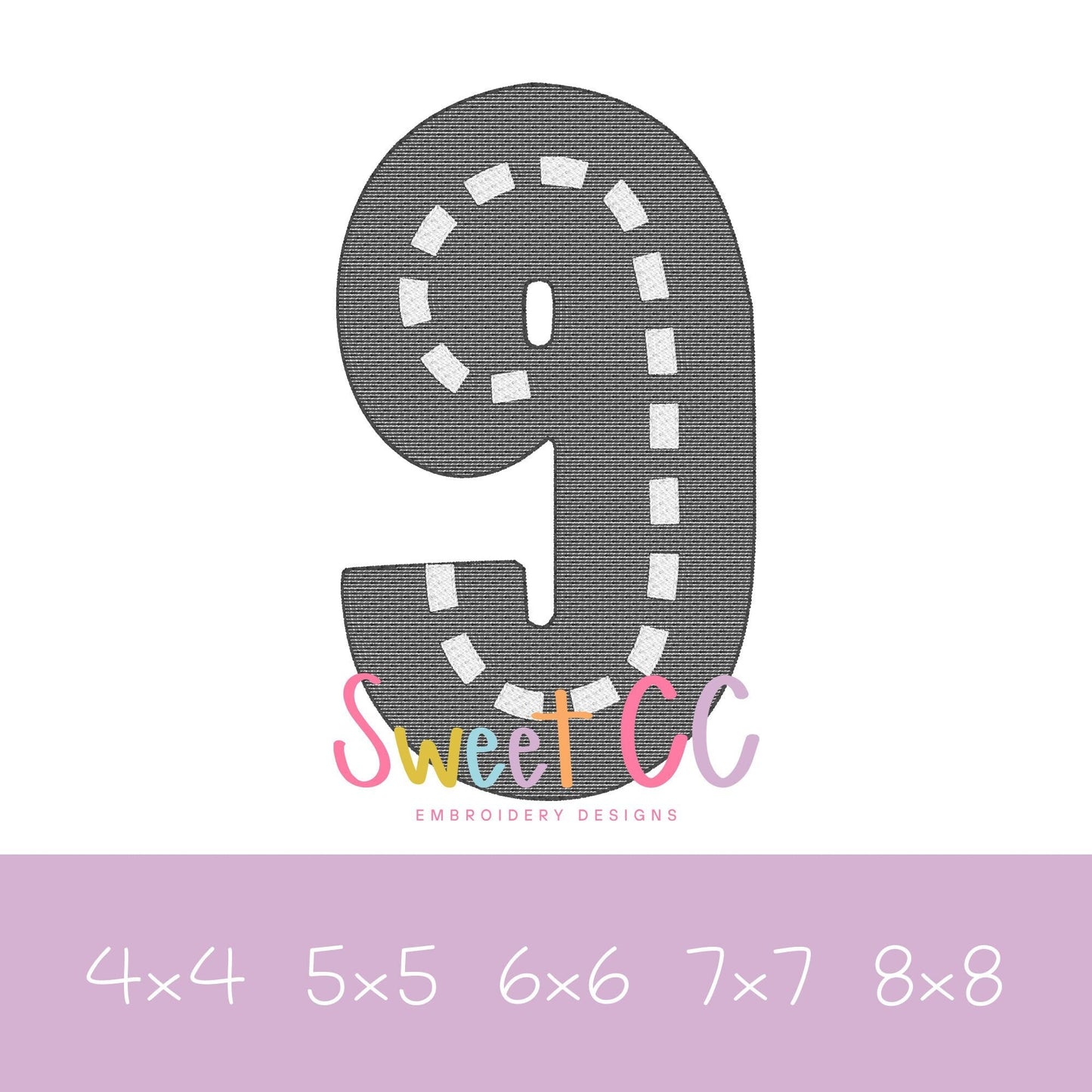 Race Track Number 9 Sketch Stitch Embroidery Design 4x4, 5x5, 6x6, 7x7, 8x8 cars racing go cart