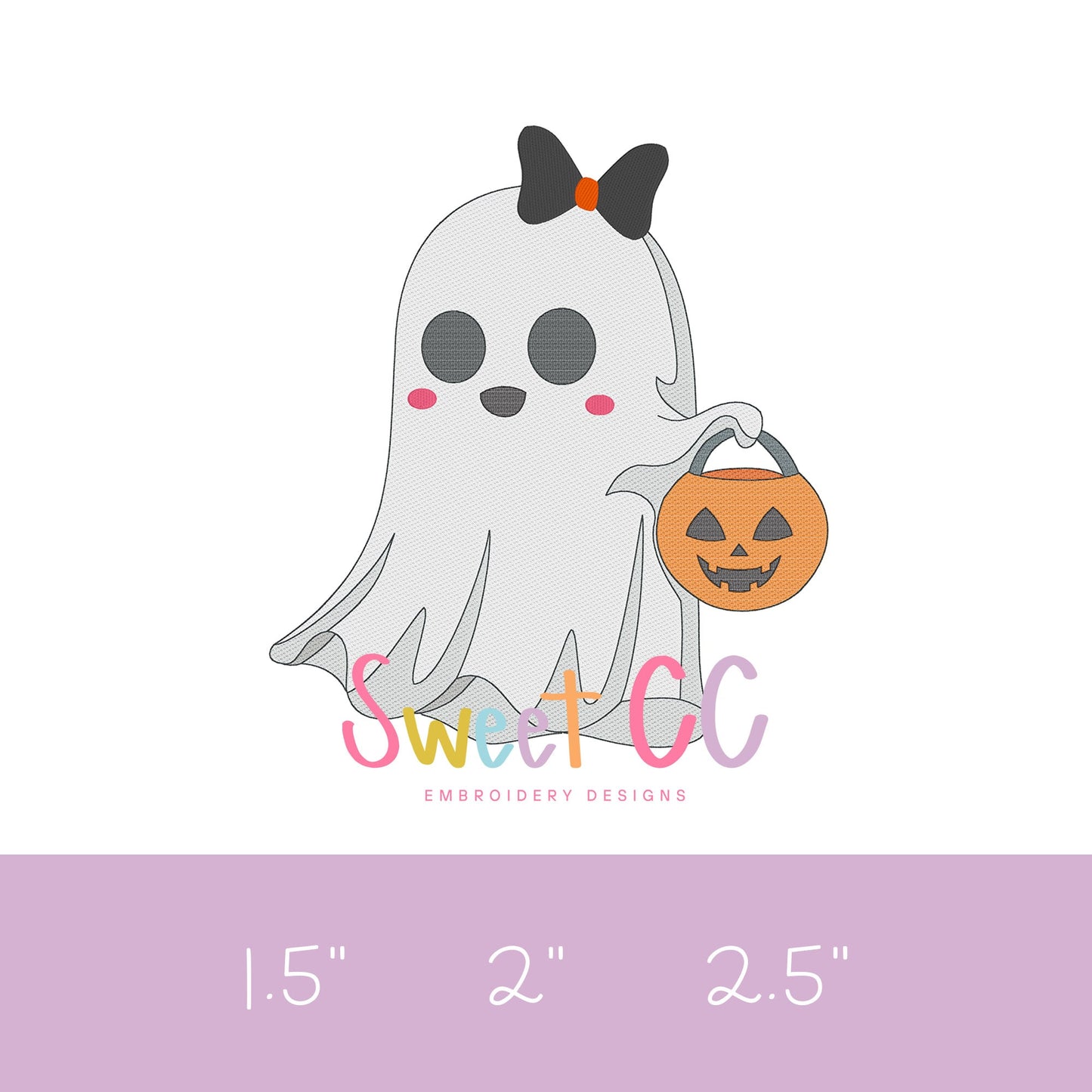 Pumpkin Ghosts Bundle Mini Fill Stitch Embroidery Design 1", 1.5", 2", 2.5" boy girl bow halloween