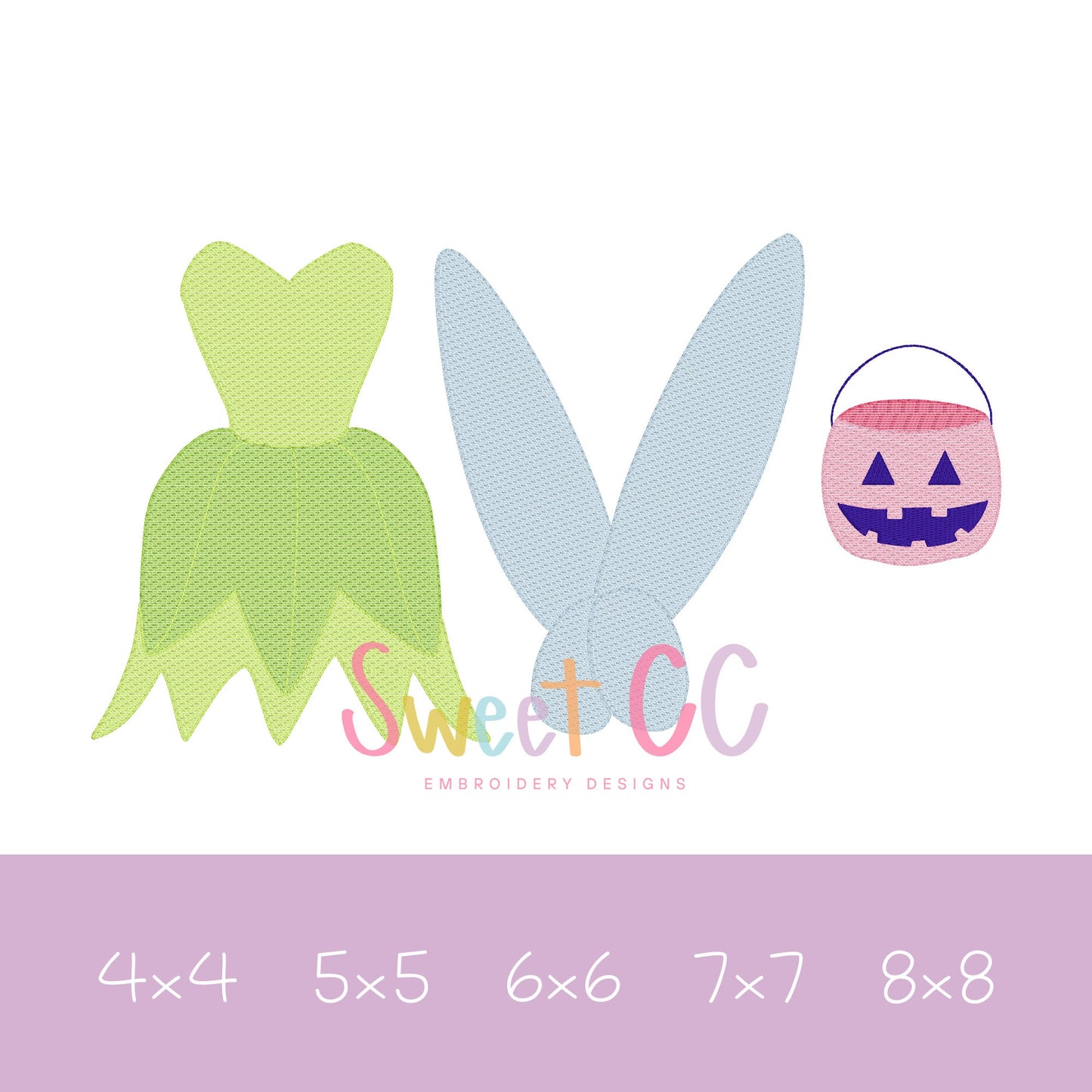 Halloween Fairy Sketch Stitch Embroidery Design 4x4, 5x5, 6x6, 7x7, 8x8