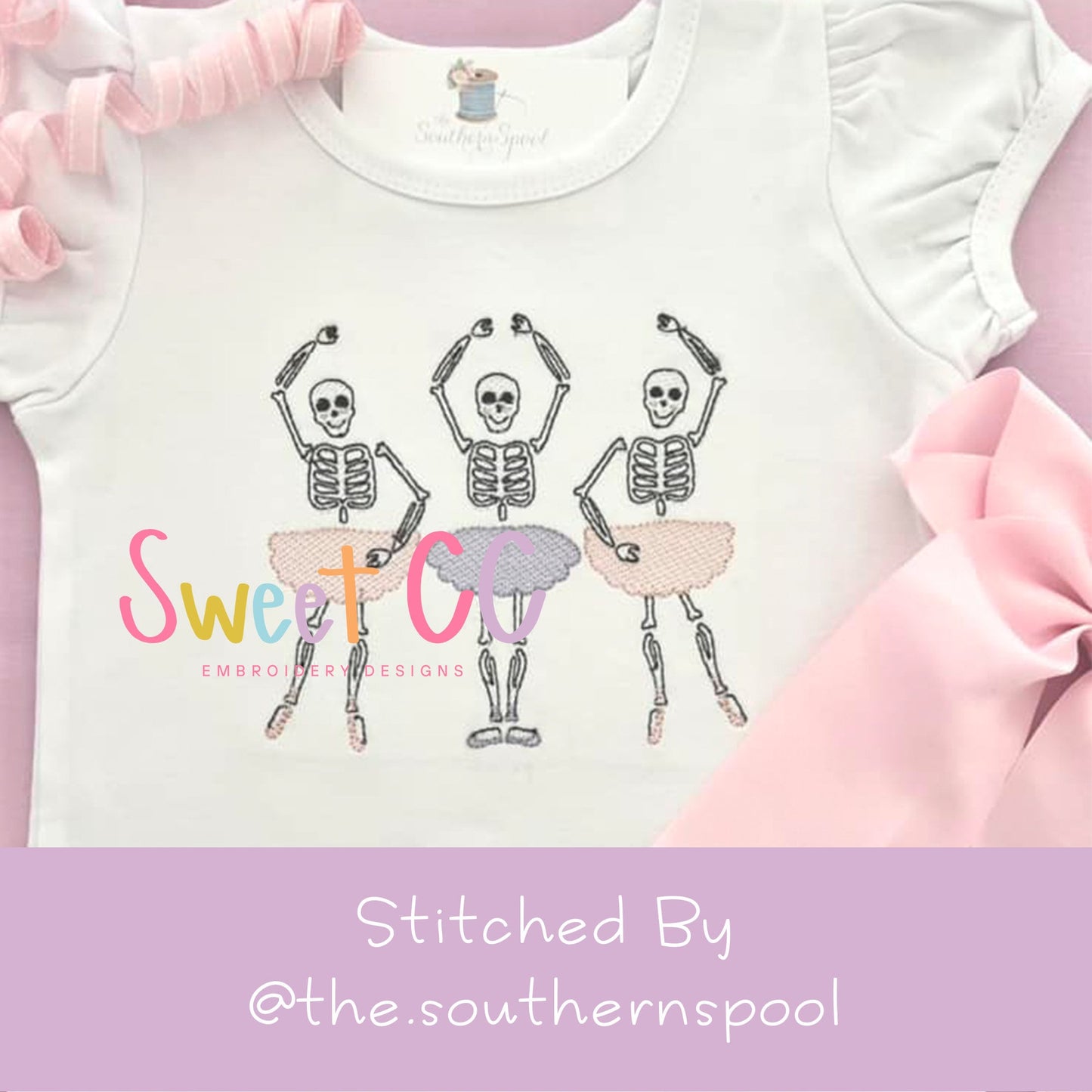 Ballet Bones Sketch Stitch Embroidery Design 4x4, 5x5, 6x6, 7x7, 8x8