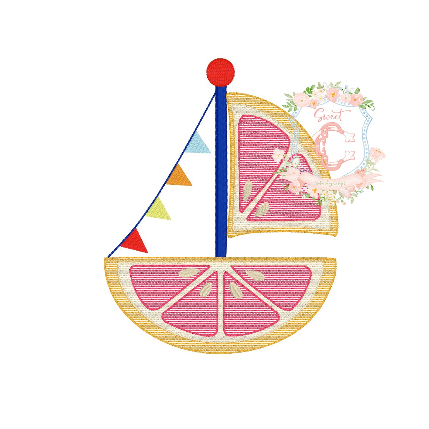 Summer Grapefruit Sailboat Sketch