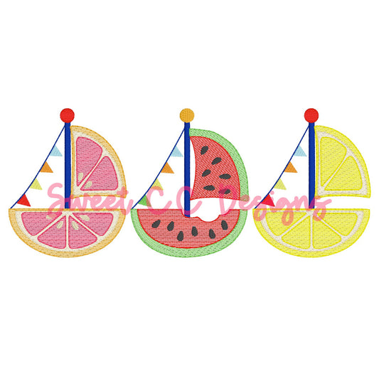 Fruit Sailboat Sketch Trio