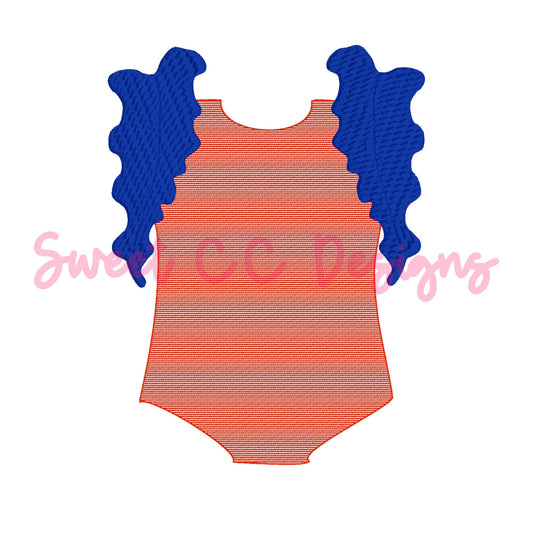 Kids Ruffle Swimsuit Sketch