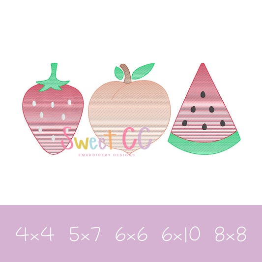 Summer Gradient Fruit Sketch Trio