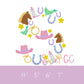 Entire Alphabet Western Font Fill Stitch Machine Embroidery Design 4", 5", 6", 7" cowgirl, cowboy, boots, horseshoe, pony, horse