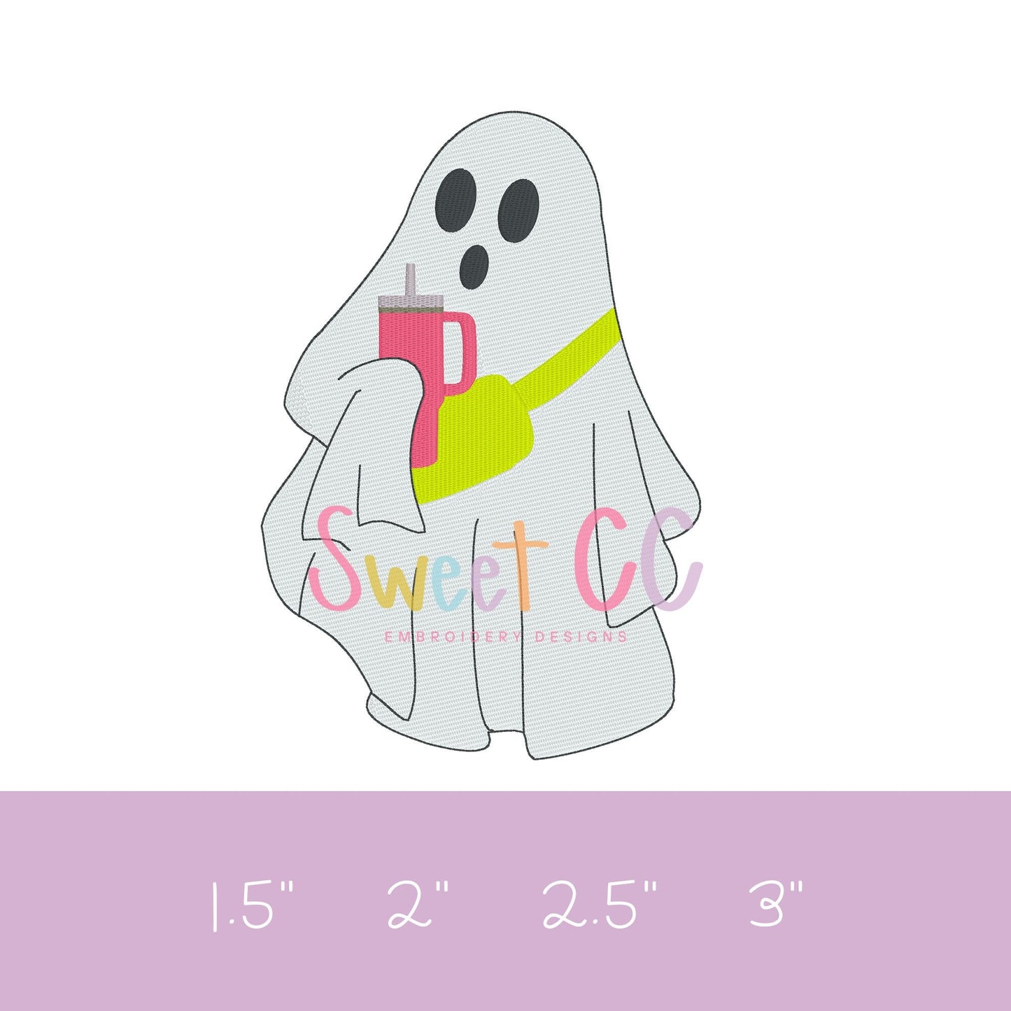 Basic Ghost Mini Fill Stitch Embroidery Design 4x4, 5x5, 6x6, 7x7, 8x8 Halloween