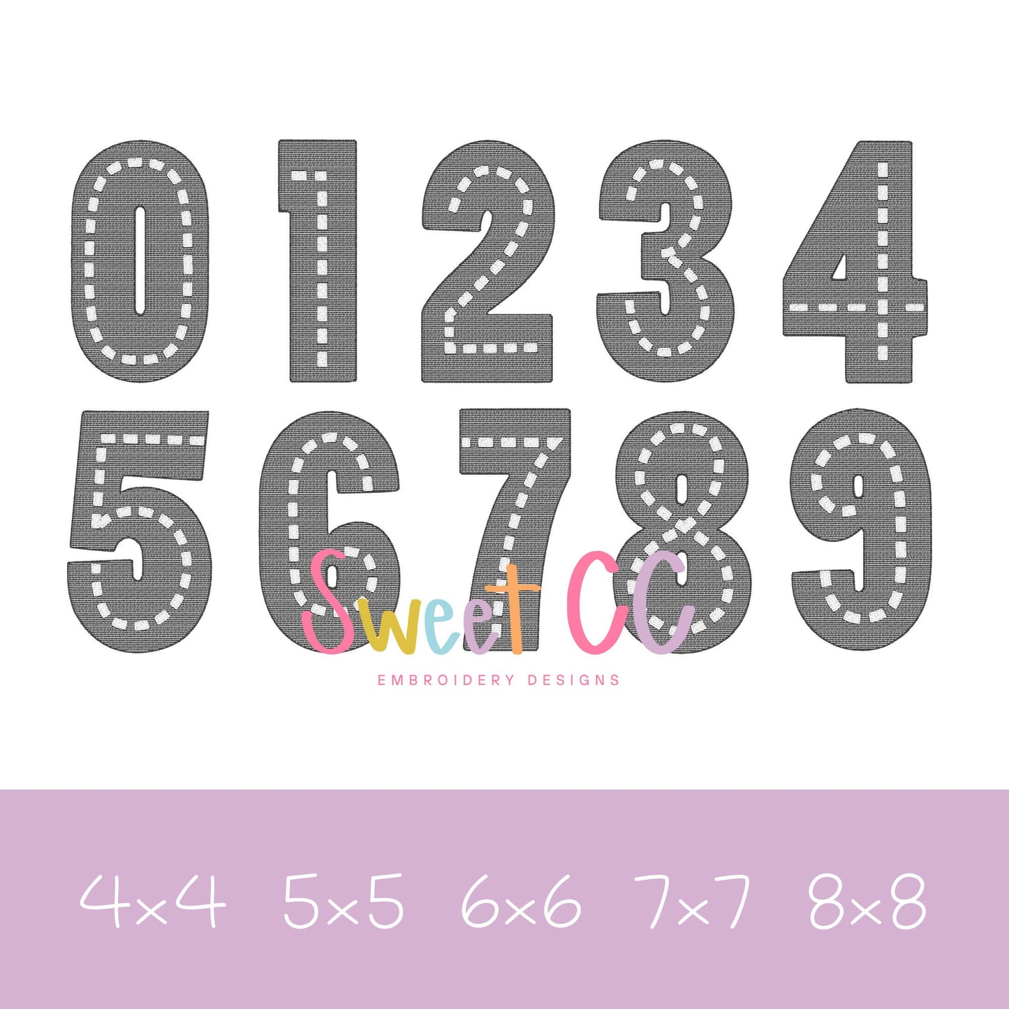 Race Track Number 4 Sketch Stitch Embroidery Design 4x4, 5x5, 6x6, 7x7, 8x8 cars racing go cart