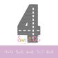 Race Track Number 4 Sketch Stitch Embroidery Design 4x4, 5x5, 6x6, 7x7, 8x8 cars racing go cart