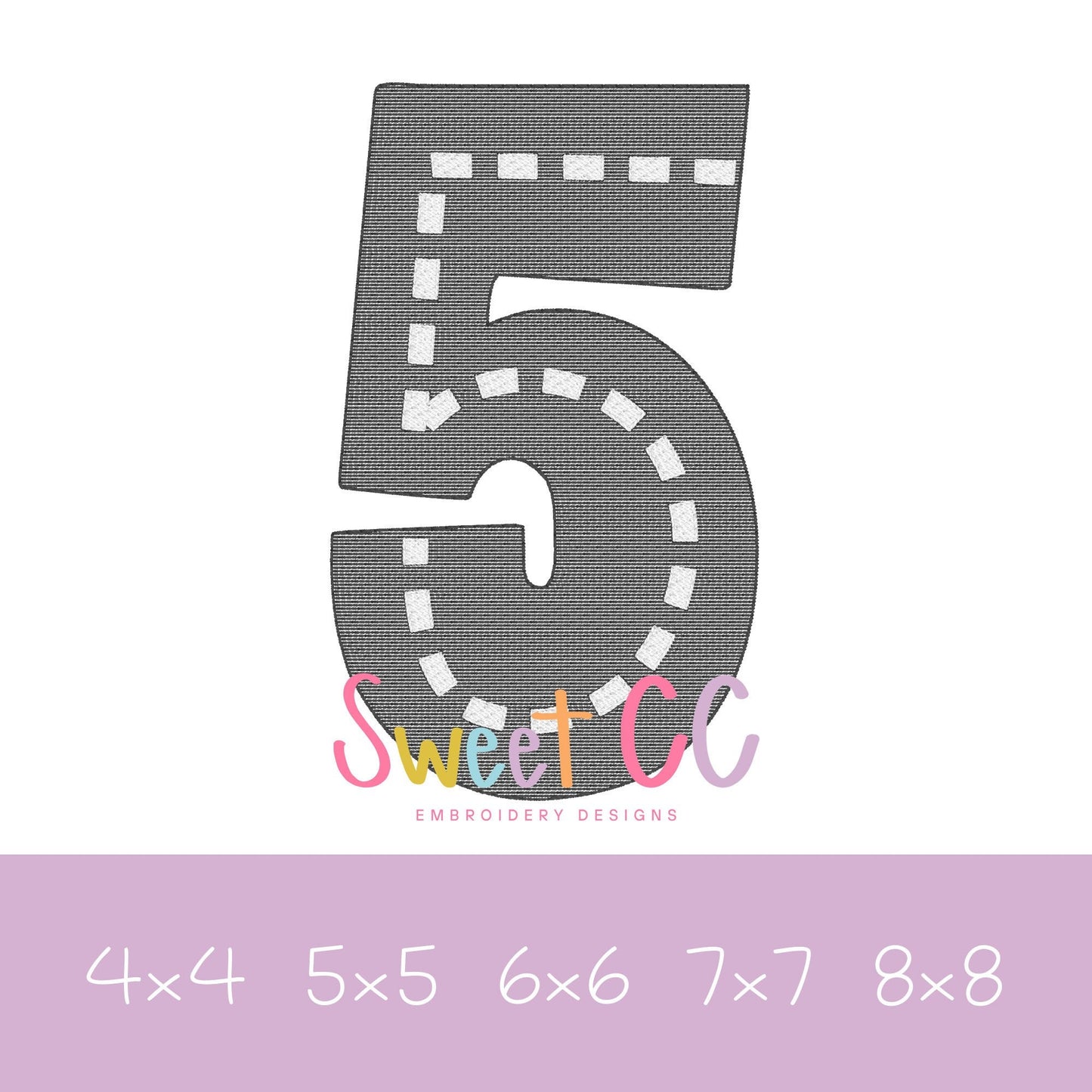 Race Track Number 5 Sketch Stitch Embroidery Design 4x4, 5x5, 6x6, 7x7, 8x8 cars racing go cart