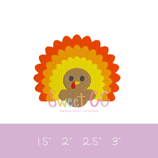 Turkey Mini Fill Embroidery Design 1.5, 2, 2.5, 3 thanksgiving, fall